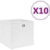 Contenitori 10 pz in Tessuto non Tessuto 28x28x28 cm Bianco 325209