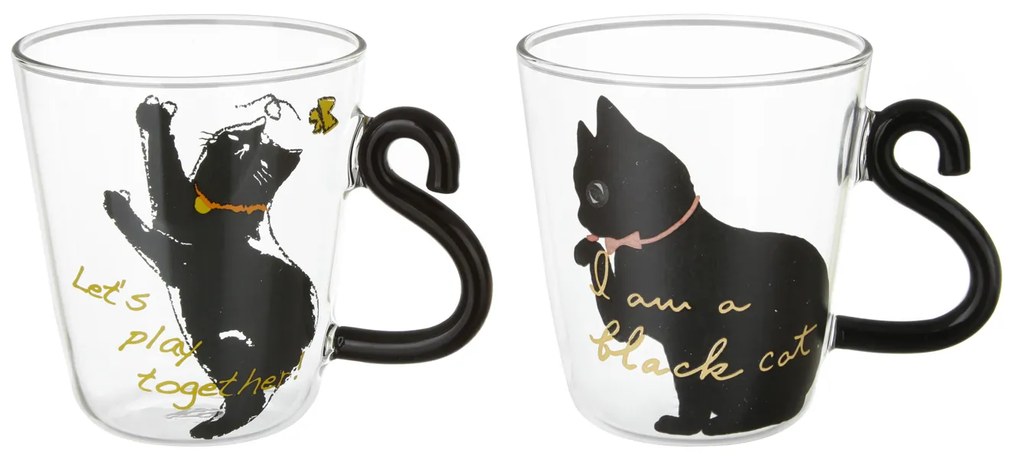 Set 2 tazze in vetro 300 ml gatto