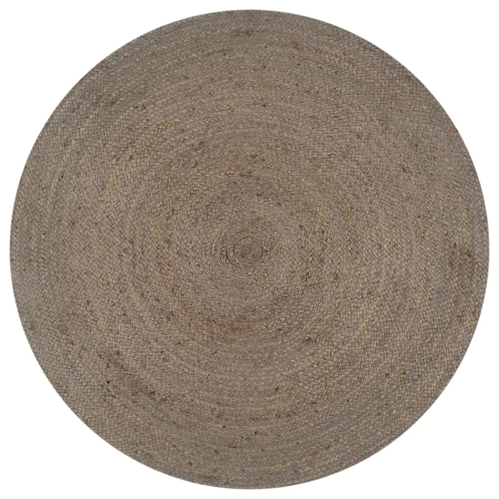 Tappeto Lavorato A Mano İn Juta Rotondo 120 Cm Grigio /