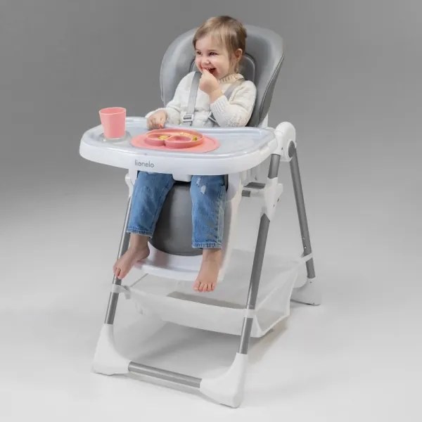 Lionelo - Sedia da pranzo per bambini LINN PLUS bianco/grigio