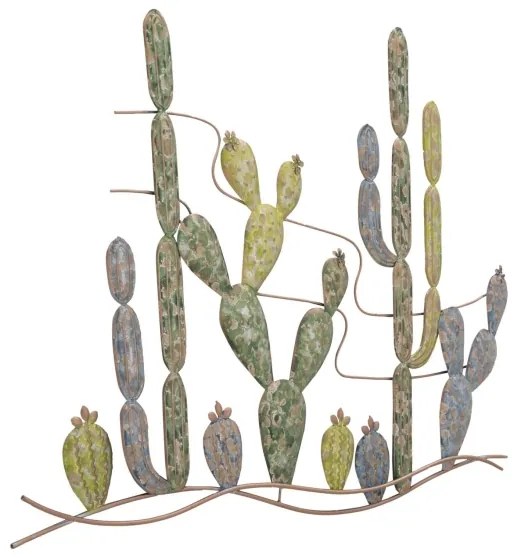 Pannello decorativo in ferro disegno Cactus 90x64x2,5 cm multicolor