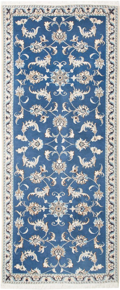 Nain Tappeto 80x200 Blu (Iran) Annodato A Mano