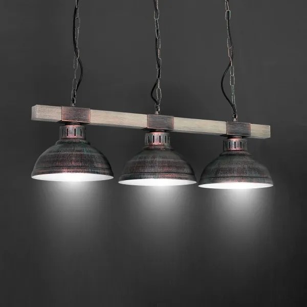 Lampadario a sospensione con catena HAKON 3xE27/60W/230V patina