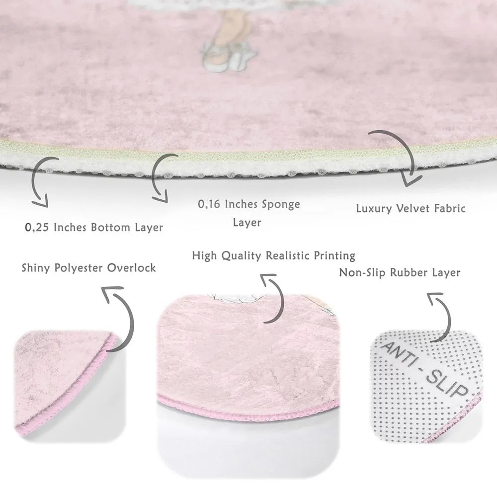 Tappeto rosa per bambini ø 80 cm Comfort - Mila Home