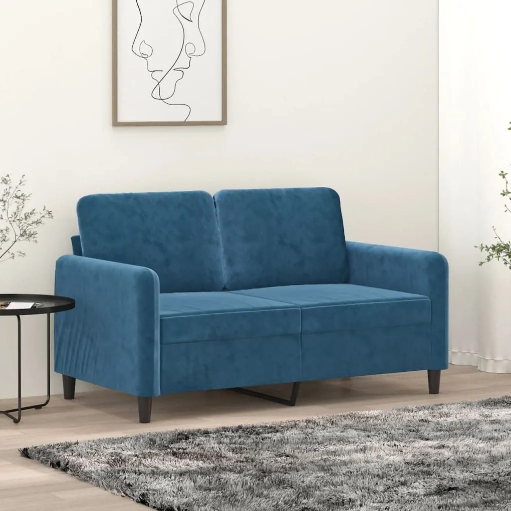 Divano A 2 Posti Blu 120 Cm İn Velluto /