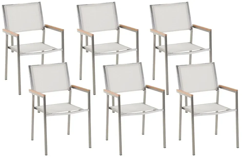 Set di 6 sedie acciaio inossidabile e tessuto bianco GROSSETO Beliani