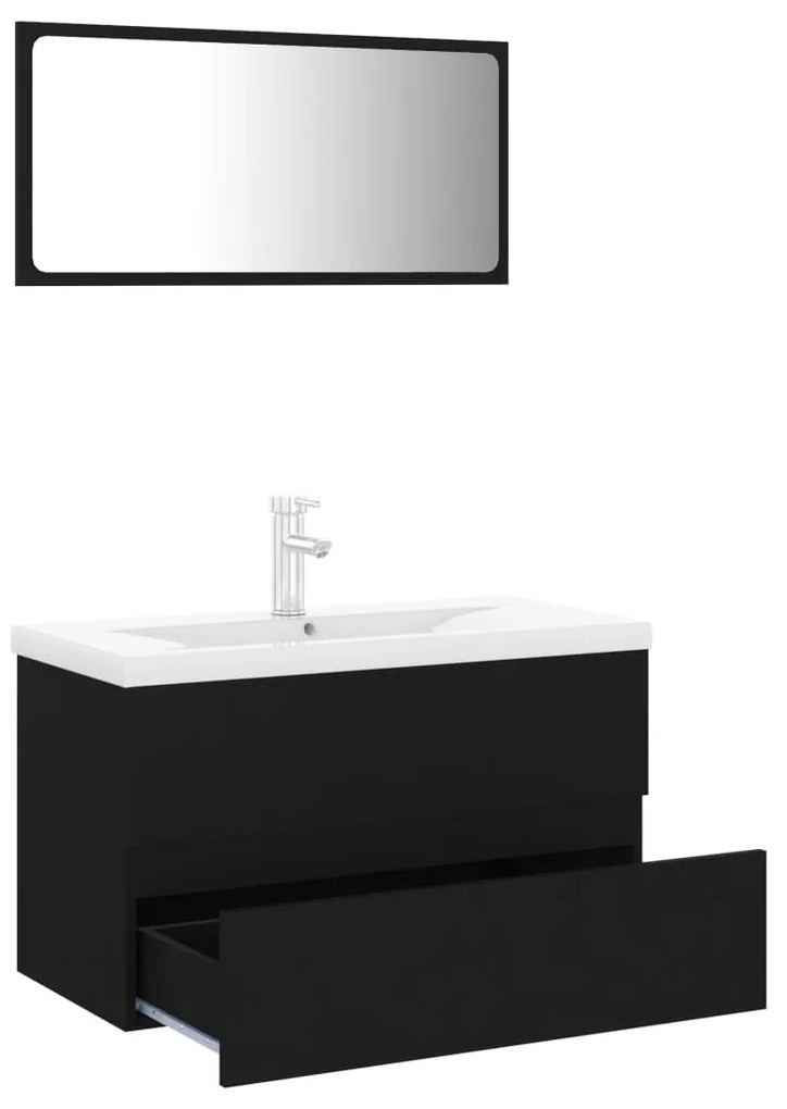 Set mobili da bagno nero in truciolato