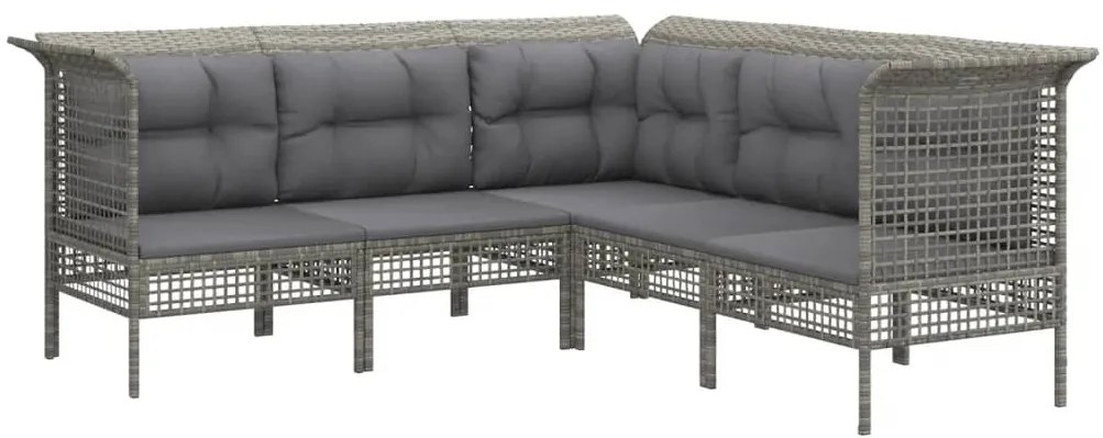 Set divani da giardino 11 pz con cuscini in polyrattan grigio