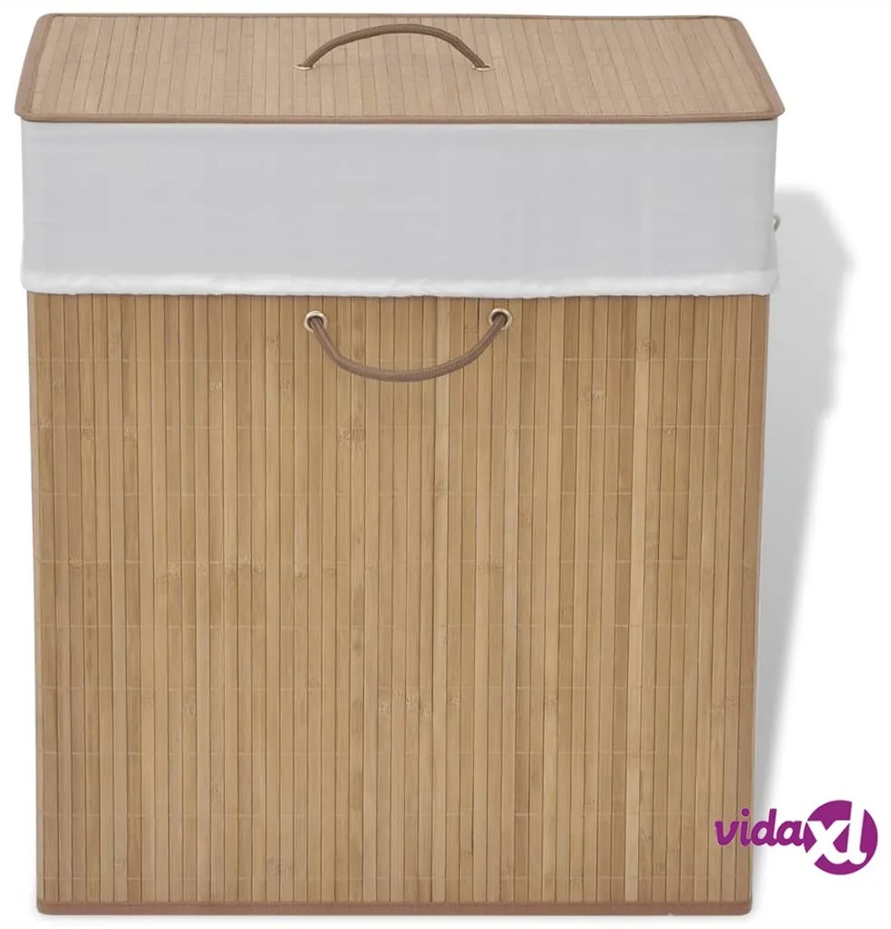vidaXL Cesto Portabiancheria in Bambù Rettangolare Colore Naturale