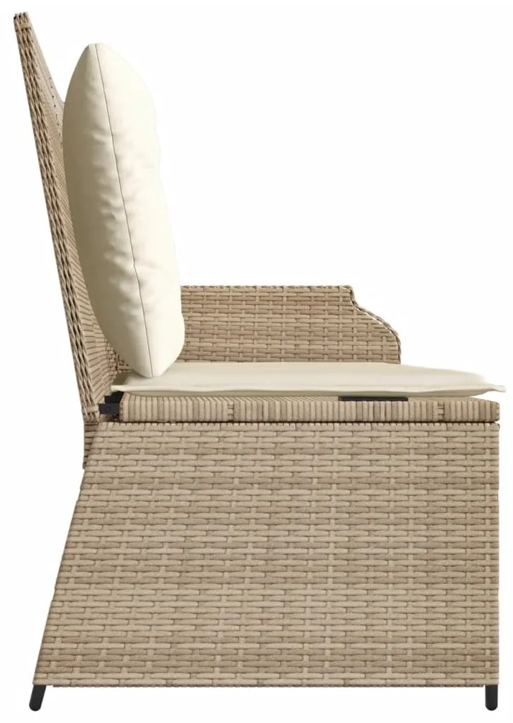 Panca reclinabile da giardino con cuscini beige in polyrattan