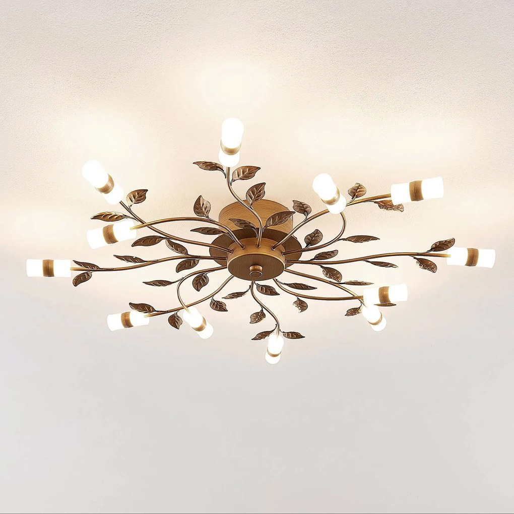 Plafoniera a LED Bentas Lindby, Bronzo / Ottone antico, Soggiorno / Sala da pranzo, Metallo, Fiorentino, Plafoniera LED