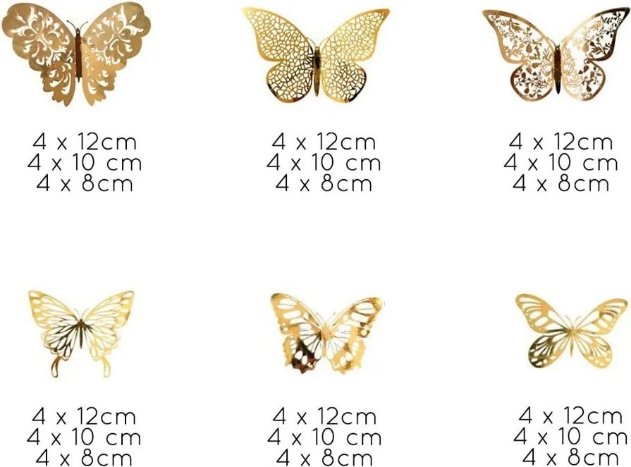 Set di 36 farfalle da parete autoadesive in oro Farfalle oro - Ambiance