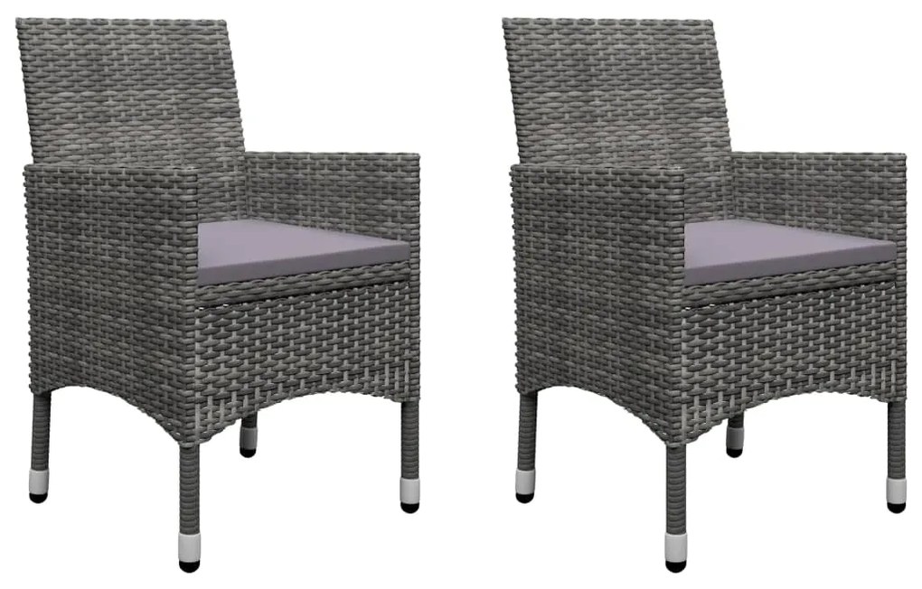 Set da bistrot 3 pz in polyrattan e legno acacia grigio