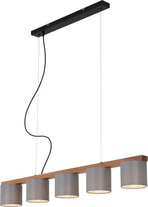 Lampadario Design Wood&Style grigio paralume grigio 5x E14 Ø110cm BRILONER