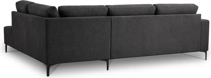 Divano angolare color antracite (con penisola a destra/a L) con rivestimento in ciniglia Fabian – Scandic