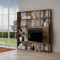 Libreria Moderna 5 Ripiani con Pannello per TV 178x36x204 cm in nobilitato Marrone