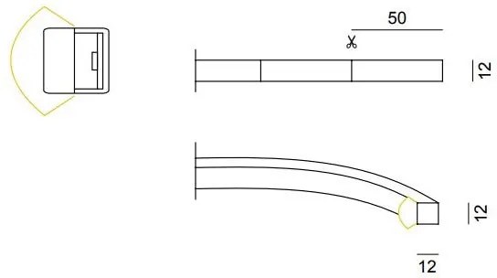 Luce continua 12W/m 24V IP67 12x12mm 5m