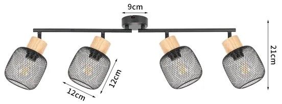 Brilagi - Faretto BASKLITE 4xE27/15W/230V legno di caucciù/nero