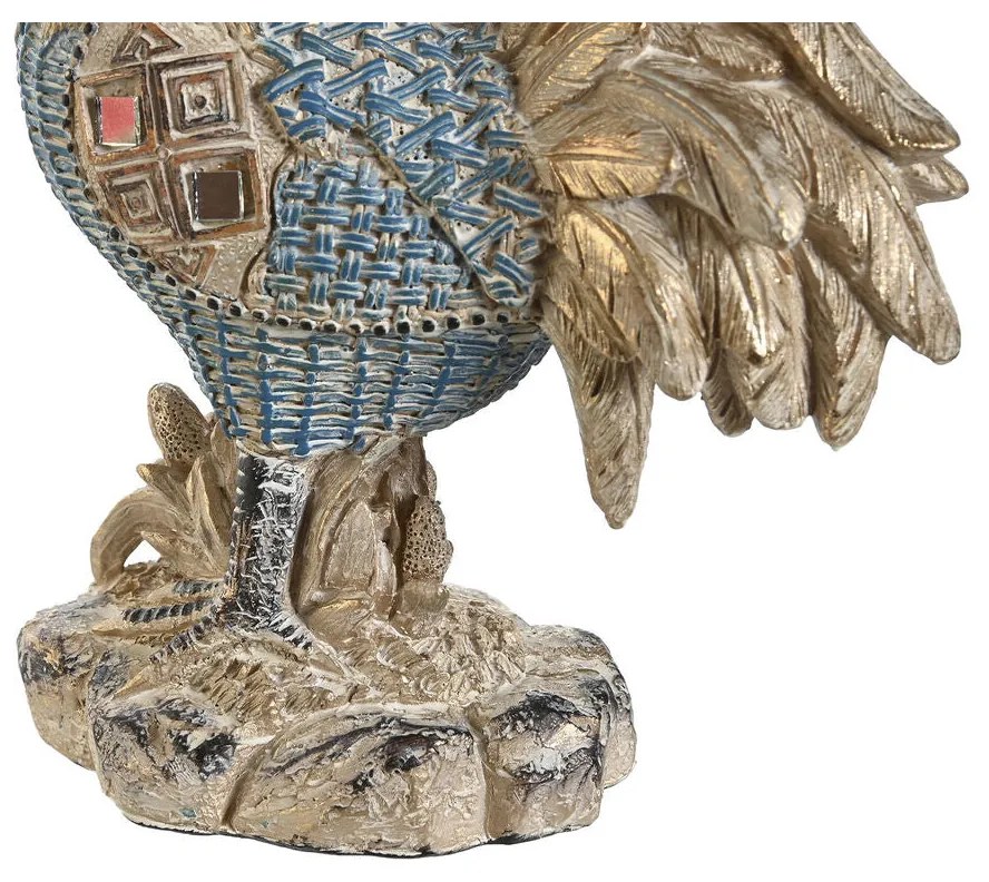 Statua Decorativa DKD Home Decor 14,3 x 7,5 x 20 cm Azzurro Turchese Gallo Decapaggio (2 Unità)