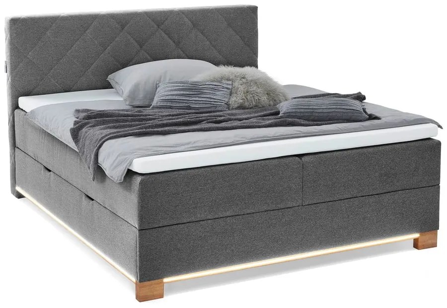 Letto boxspring grigio con contenitore 180x200 cm Messina - Meise Möbel