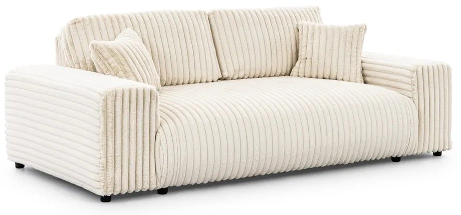 Divano color crema con rivestimento in velluto a coste 213 cm Justin – Ropez