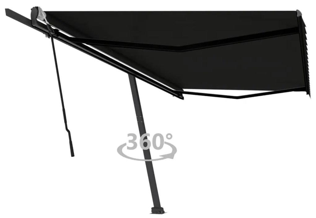 Tenda Sole Retrattile Manuale Con Palo 500x350 Cm Antracite /