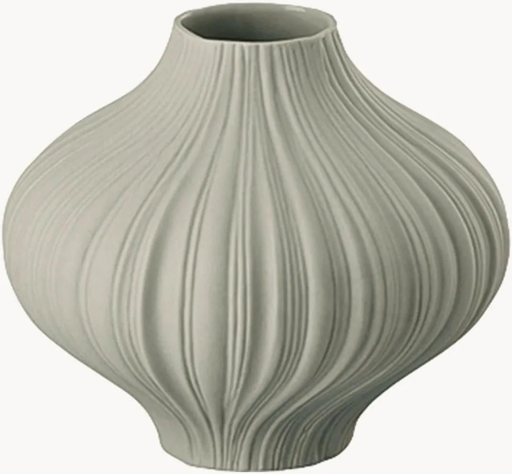 Vaso mini in porcellana Plissee Lava, alt. 7 cm