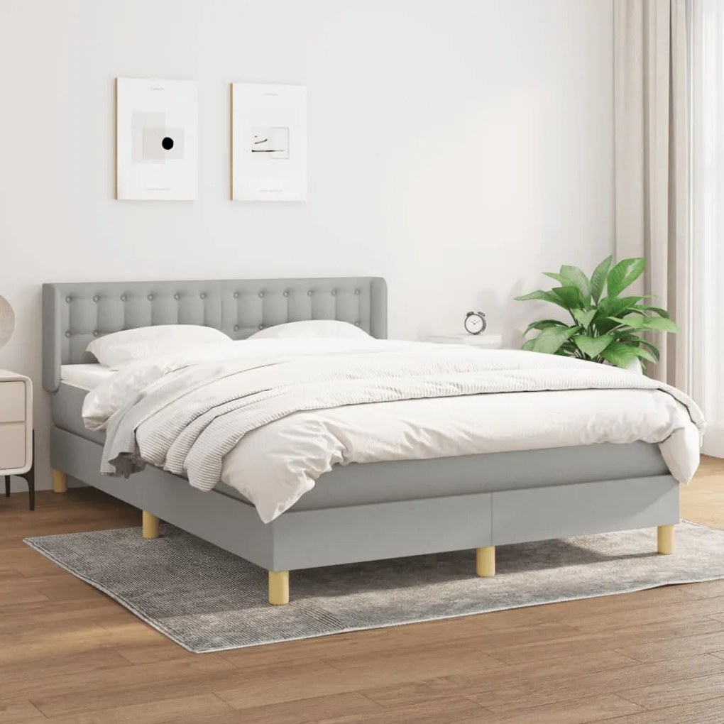 Giroletto A Molle Con Materasso Grigio Chiaro 140x200cm Tessuto /