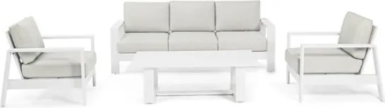 Salotto Da Esterno In Alluminio Divano 3 Posti 2 Poltrone Con Tavolino Baltic Bianco Bizzotto