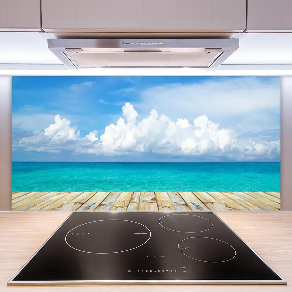 Pannello schienali cucina Mare, nuvole, paesaggio del molo 100x50 cm