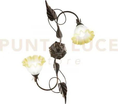 Plafoniera tristano marrone 2 luci attacco e14 40x20x65cm in metall...
