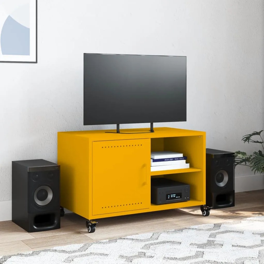 Mobile tv giallo senape 68x39x43,5cm acciaio laminato a freddo