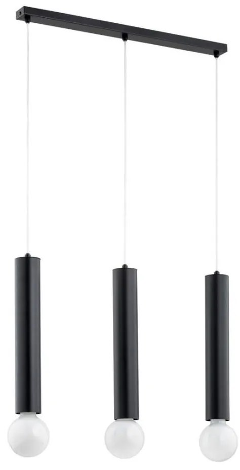 Lampadario a sospensione con filo TWISTER 3xE27/60W/230V nero