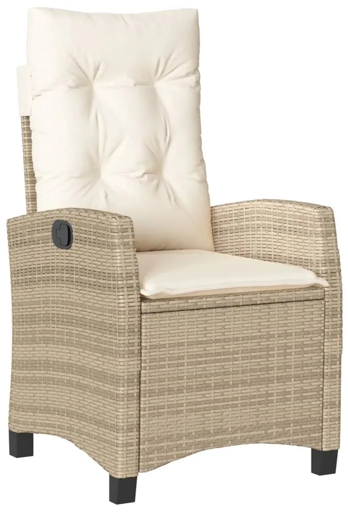 Set da pranzo da giardino 3 pz con cuscini beige in polyrattan