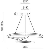 Sospensione Moderna Diva Alluminio Bianco Satinato 1 Luce Led 80W