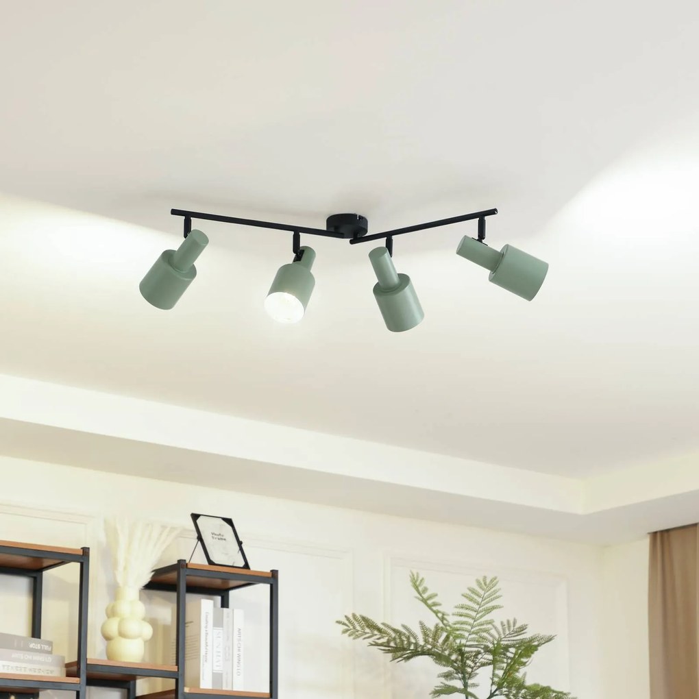 Lindby fatto da soffitto Ovelia, 80 cm, verde, a 4 luci, metallo