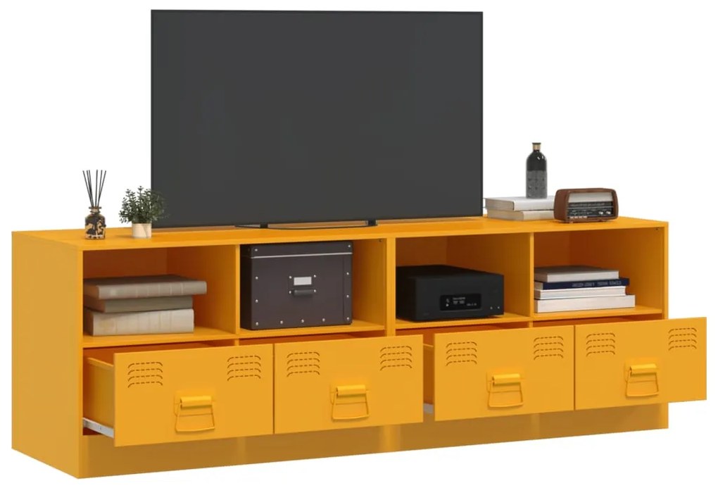 Mobili tv 2 pz giallo senape 67x39x44 cm in acciaio