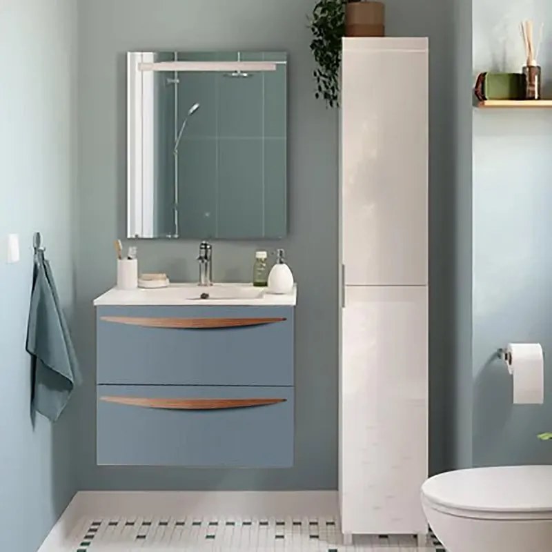 Mobile da bagno sotto lavabo Arco avio laccato opaco L 60 x H 55 x P 45 cm 2 cassetti, lavabo posizionabile centralmente non incluso