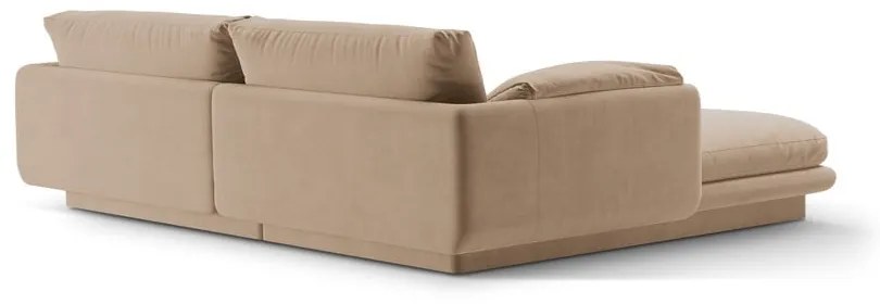 Divano angolare beige (con penisola a destra/con chaise lounge) con rivestimento in velluto Torino – Micadoni
