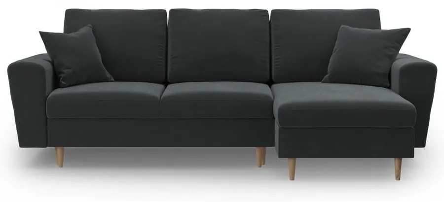 Divano angolare grigio scuro allungabile e con contenitore con rivestimento in velluto Kyoto – Cosmopolitan Design