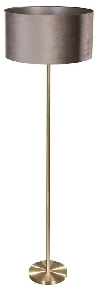 Lampada da Terra Ottone con Paralume in Velluto Taupe 50cm - Simplo