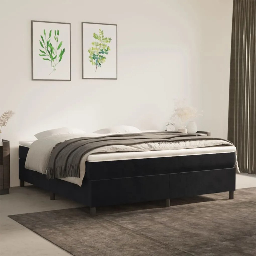 Giroletto A Molle Con Materasso Nero 160x200 Cm İn Velluto /