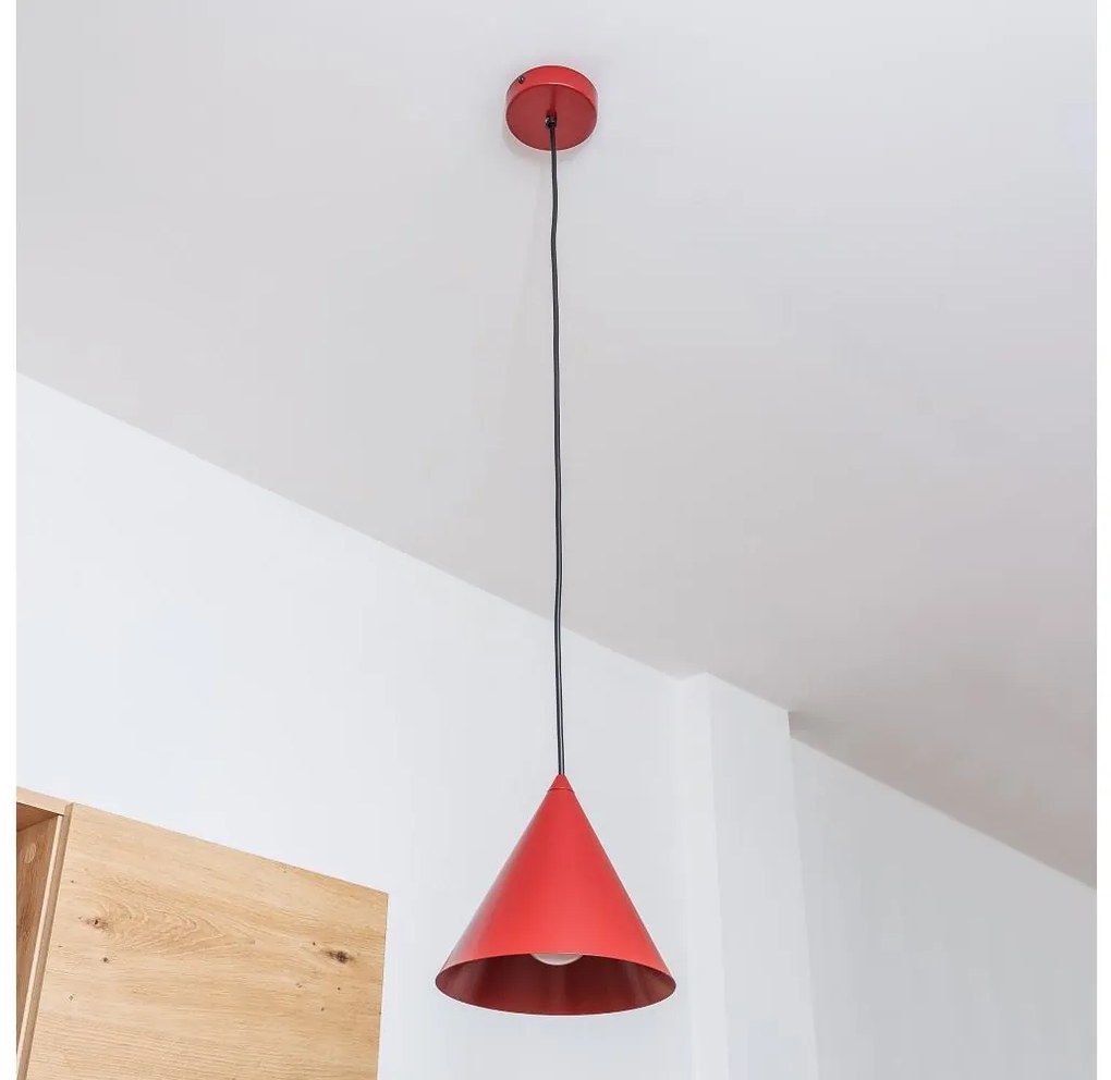 Lampada a sospensione su cavo ETNA II 1xE27/15W/230V Ø 18,5 cm rossa