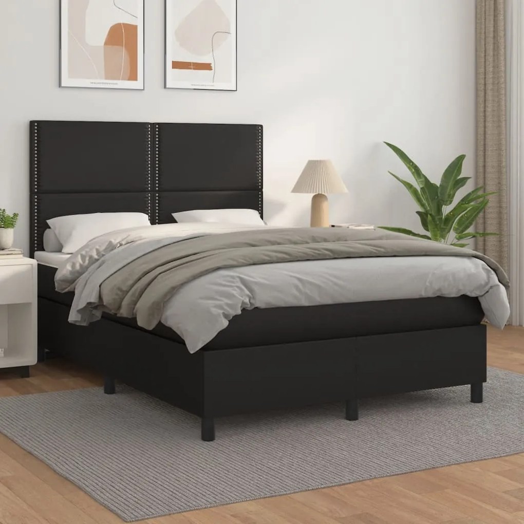 Giroletto A Molle Con Materasso Nero 140x190 Cm İn Similpelle /