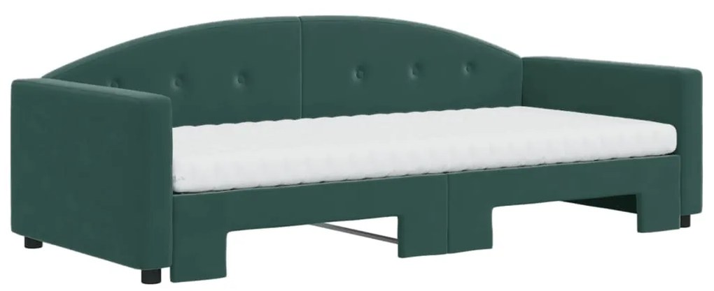 Divano letto estraibile materassi verde scuro 90x200 velluto