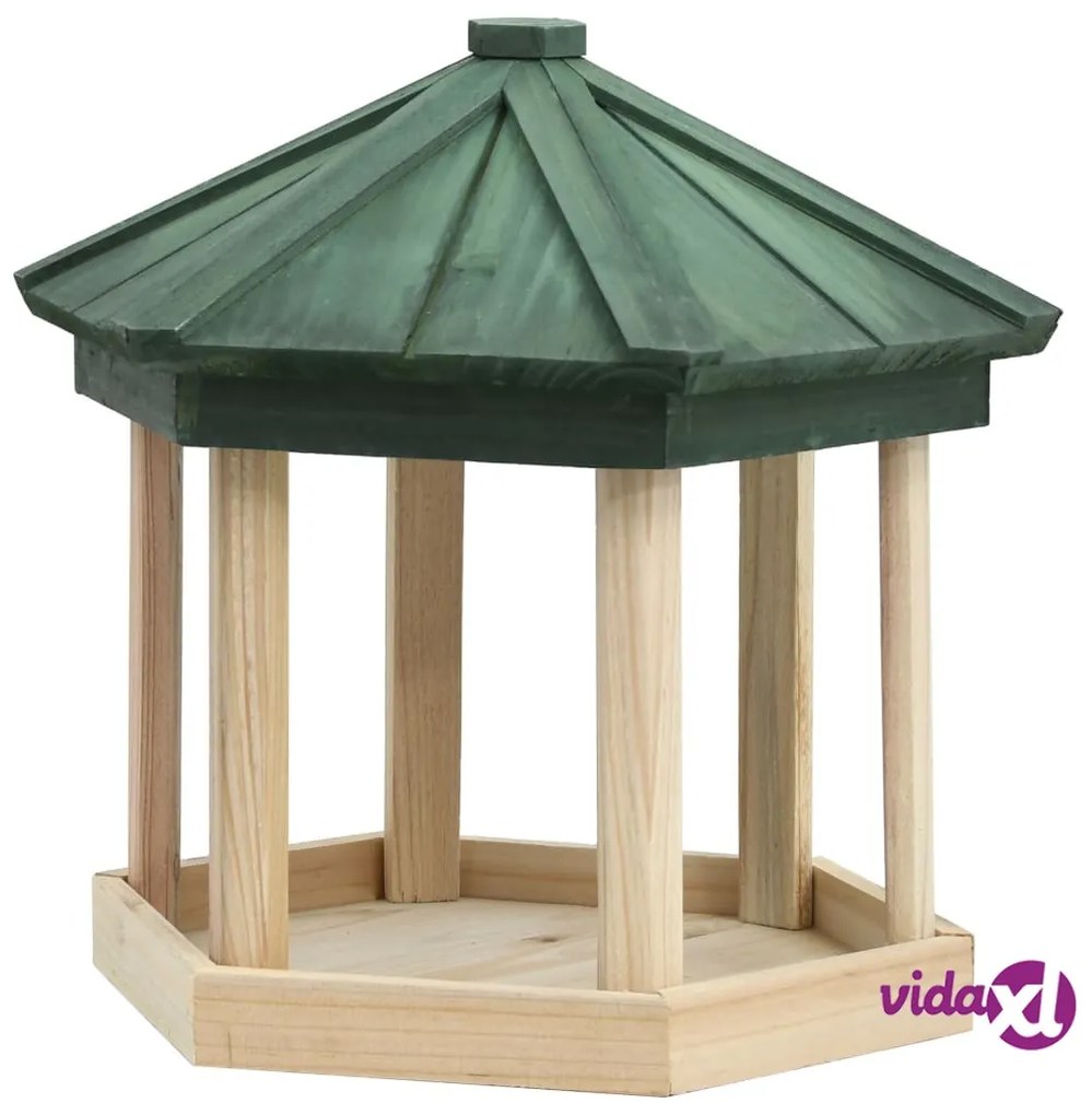 vidaXL Mangiatoia per Uccelli Ottagono in Massello di Abete 33x30 cm