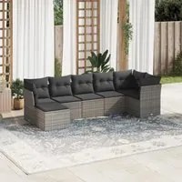 Set Divani da Giardino 7 pz con Cuscini Grigio in Polyrattan 3249809