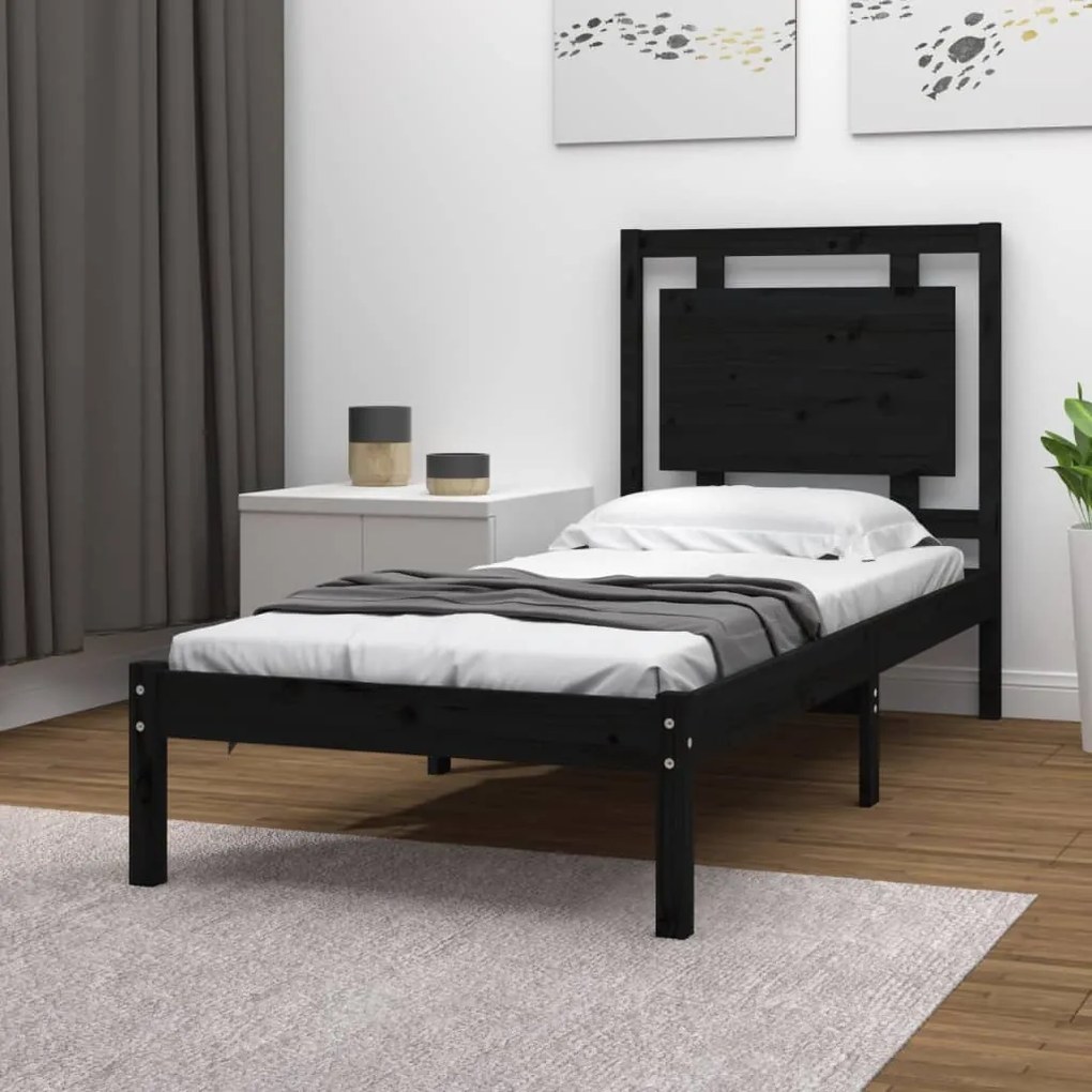 Giroletto İn Legno Massello Nero 75x190 Cm Small Single /
