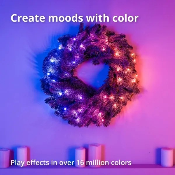 Twinkly GD20P4425P00 - LED RGB Dimmerabile Ghirlanda di Natale 50xLED diametro 60 cm Wi-Fi