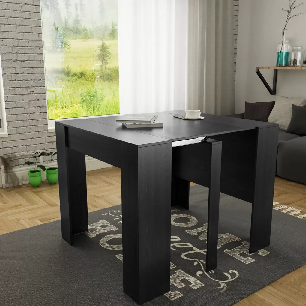 Tavolo Consolle Allungabile Oslo Plus Fino A 3 Metri, Tavolo 14 Posti Salvaspazio Multiposizione, Design Moderno Ed Elegante, Consolle per Casa E Ufficio, 78 x 51 x 90 cm, Colore Nero